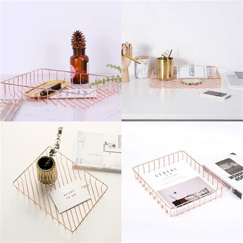 Okllen 3 Pack Wire Desktop File Organizer, Rose Gold India | Ubuy