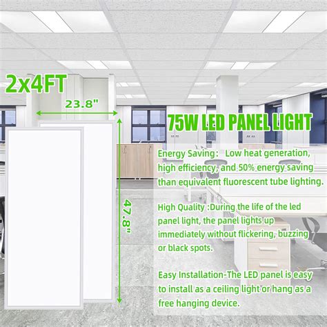 Buy Lifgright 2x4 Led Drop Ceiling Light Fixture,4 Pack,75W,7800lm ...