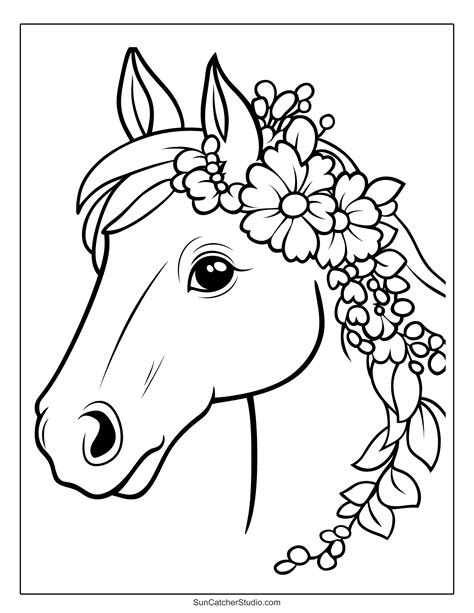 Flower Horse Coloring Pages