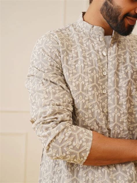 Men Floral Embroidered Chikankari Floral Republic Day Republic Day ...