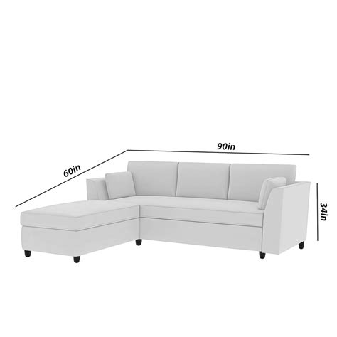 CASALIVING Blustin LHS 4 Seater L Shape Sofa Set for Living Room (Grey