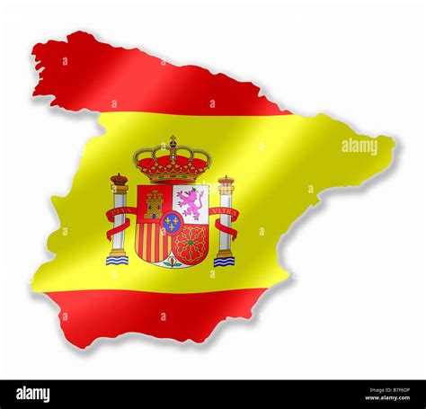 Spain Spanish Country Map Outline With National Flag Inside Stock Photo - Alamy