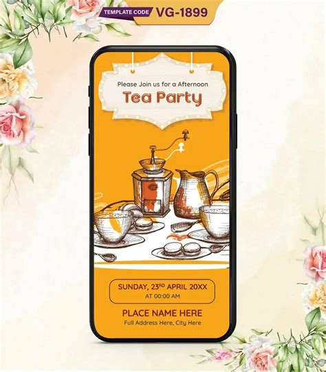 High Tea Party Invitation Card | Elegant Afternoon Tea E-Invite | VG-1