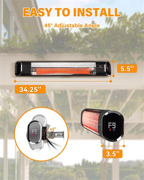 Airvention Electric Outdoor Heater, Patio Wall Mouted Heater with 9 ...