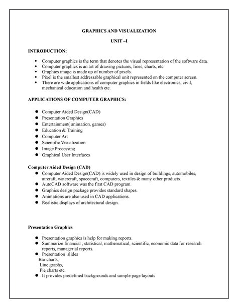 Gv notes - RANI - GRAPHICS AND VISUALIZATION UNIT –I INTRODUCTION ...