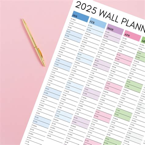 2025 Printable Wall Planner, Large Portrait Wall Calendar ...