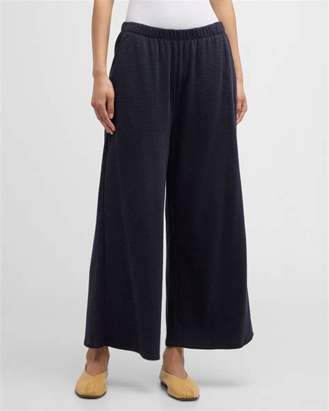 Eileen Fisher Slubby Cropped Wide-Leg Pants | Neiman Marcus