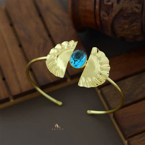 Diora Glossy Oval Dual Semi Circle Golden Plated Bangle – Adore By Priyanka