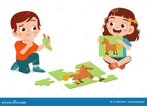 Playing Puzzles Clip Art