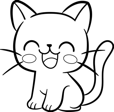 vector meow. Cute cartoon kitten. Black and white line drawing for ...