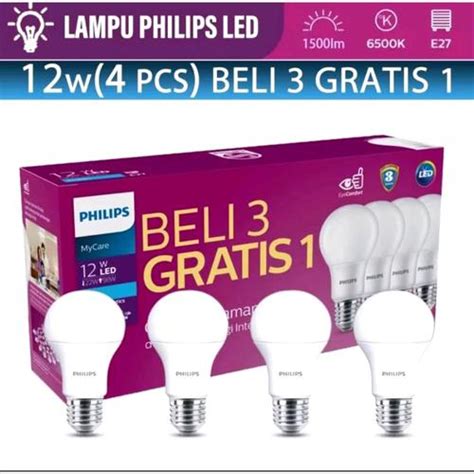 Promo lampu LED PHILIPS LED 12 Watt paket beli 3 gratis 1 MULTIPACK my ...