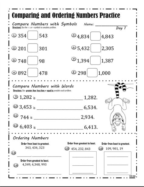 Image result for Ordering Numbers Worksheets 3rd Grade
