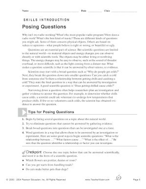 Fillable Online SKILLS INTRODUCTION Posing Questions Fax Email Print ...