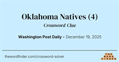 Oklahoma Natives — Crossword Clue