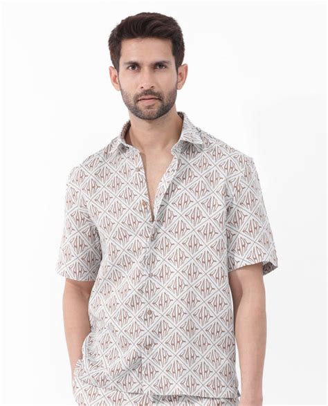 Rare Rabbit Mens Rarum Pastel Blue Cotton Fabric Blend Short Sleeve Bo