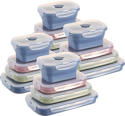 Amazon.com: Nuanchu 4 Sets 16 Pcs Silicone Food Storage Containers with ...