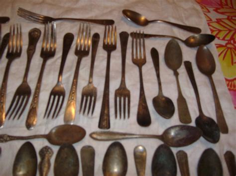 OLD ANTIQUE/VINTAGE SILVER PLATE SCRAP SILVERWARE LOT - 78 PC. for ...