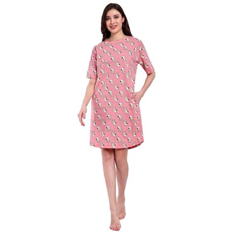 Buy Bedtime Story Pink Peanut Sweet Dream Aop Night Dress Online