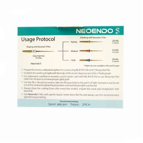 NeoEndo S Rotary File (Pack of 4) Endodontic Dental Files – Dental Prod