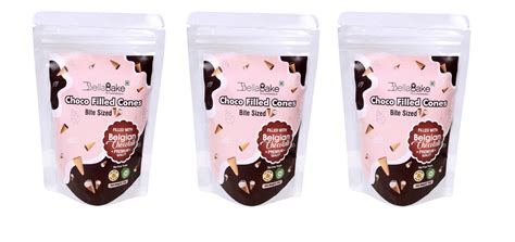 BELLABAKE Bite Sized Belgian Chocolate Flavored Cones (50 GM) - 100% ...
