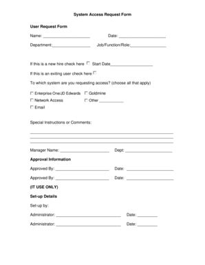 System Access Request Form Template | pdfFiller