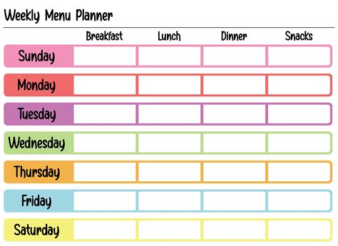 Blank Weekly Menu Templates - 10 Free PDF Printables | Printablee