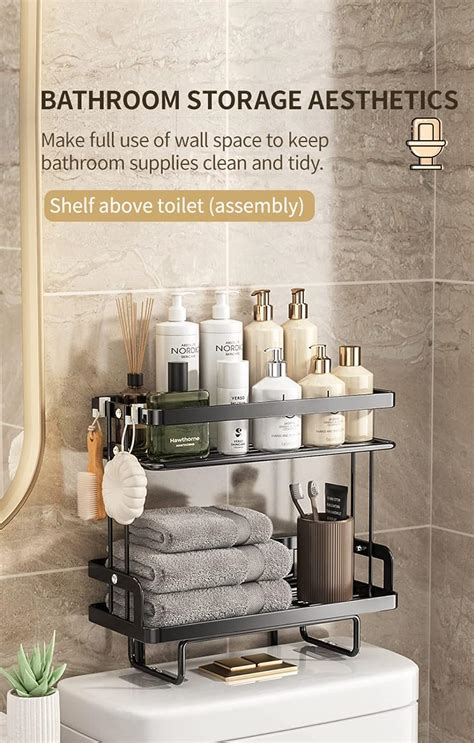 Buy 2 Tier Over The Toilet Storage Cabinet,Easy Assemble Metal Shelving ...