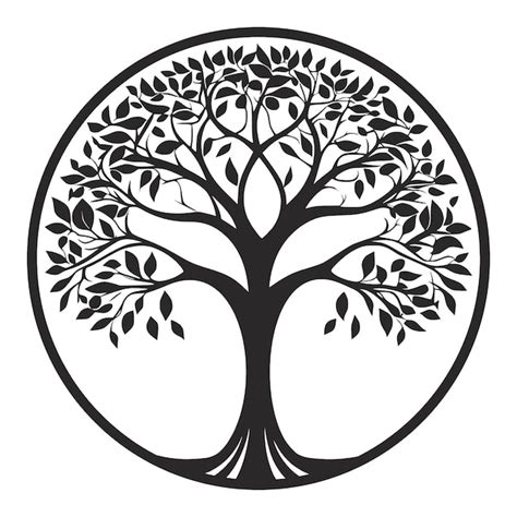 Kreisförmige Silhouette eines majestätischen Baumes Vektorkunststil ...