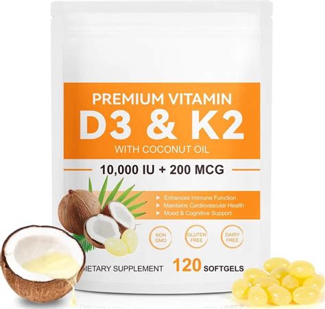 VITAMIN D3 10000 Iu plus K2 200 Mcg, 120 Capsules 2 in 1 Supplement £18 ...