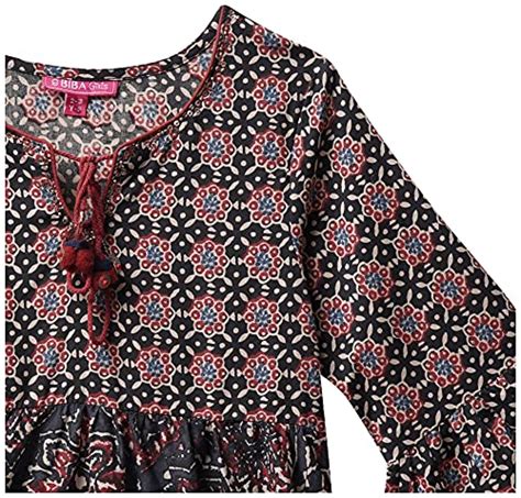 BIBA Girl's Cotton Fit and Flare Below The Knee Dress (KW3797_Charcoal ...