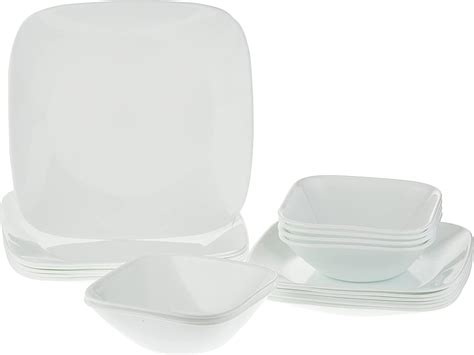 Corelle Square Pure White 18-piece Dinnerware Set, Service for 6 ...