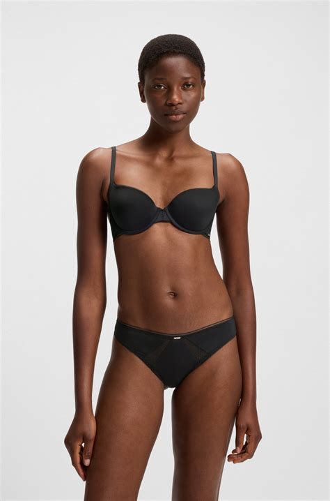 BOSS - Microfibre briefs with lace inserts - Black