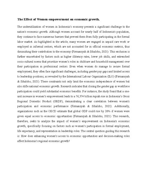 The Effect of Women empowerment on economic growth - The ...