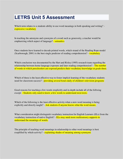 Letrs unit 5 assessment verified answers 2022 23 – Artofit