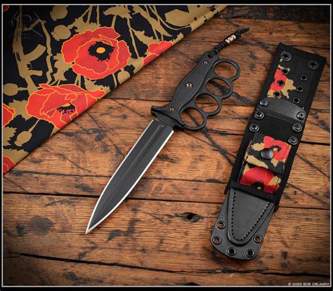 RMJ Tactical Trench Raider Poppies of War w/ Black G-10 Scales & Black