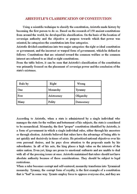 Aristotle's Classification of Constitutions: Ideal vs. Corrupt Forms ...