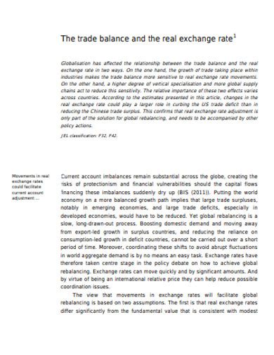 Trade Balance Sample Format 的图像结果