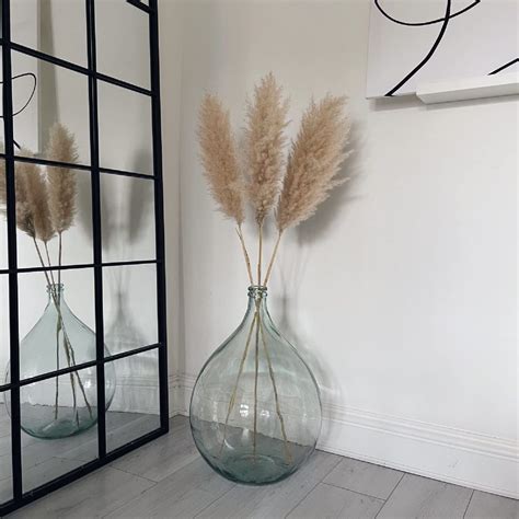 21" Extra Large Floor Glass Vase for Tall Pampas Grass - Vase for Table ...