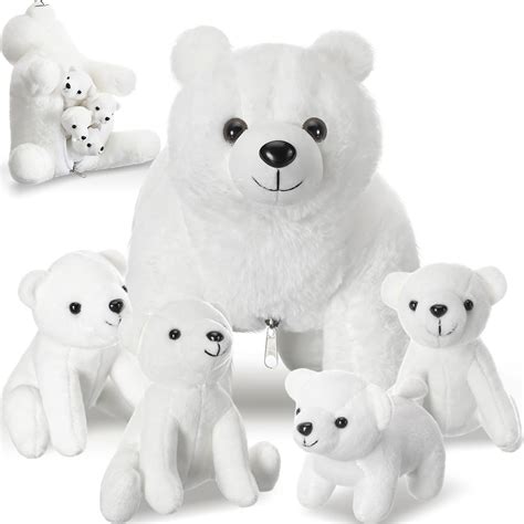 Amazon.com: Syhood 5 Pcs Polar Bear Plush Set 12 Inch Mommy Polar Bear ...