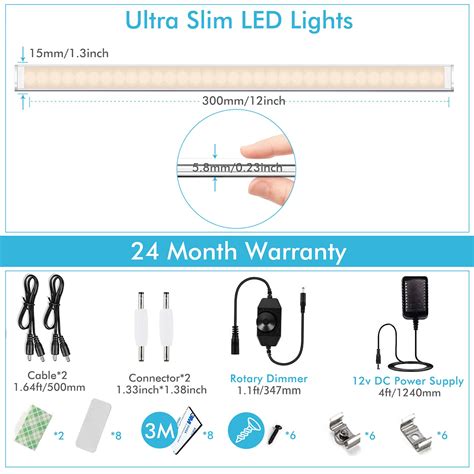 Under Cupboard Lights Mains Powered Dimmable LED Cabinet Lighting for ...