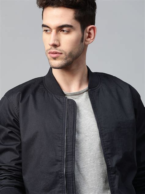 WROGN Men Navy Blue Solid Bomber Jacket - Price History
