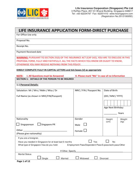 Sample Life Insurance Application Forms 的图像结果