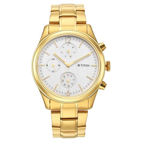 Buy Online Titan Black and Gold Silver Dial Analog with Day and Date ...