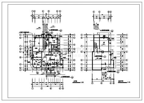 260平方米二层别墅建筑施工cad图(带架空设计，共四张)_土木在线