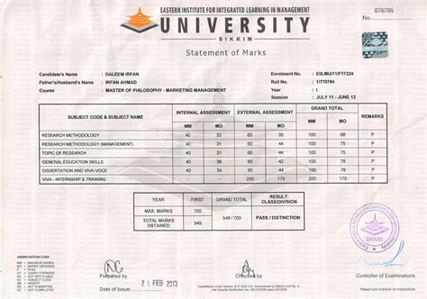 Eiilm University — regarding mphil. marksheet verification