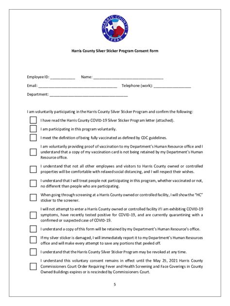 Fillable Online Harris County Silver Sticker Program Consent Form Fax ...