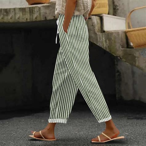 IDALL Linen Pants Women Petite Pants Women Printed Everyday Casual ...