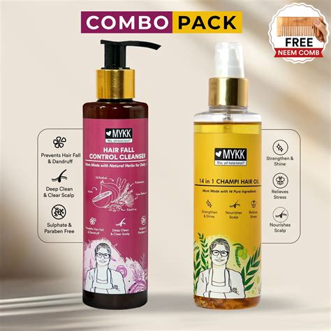 Mykk Champi Oil + Hair Fall Control Cleanser Shampoo Combo – Perfect W ...