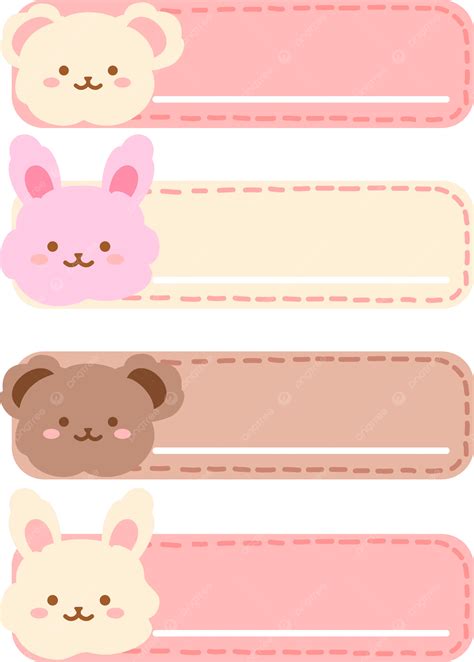 Cute Animal Name Tags Vector, Name Tags, Cute, Pastel Colors PNG and ...