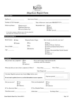 Fillable Online Kansas Shigellosis Report Form Fax Email Print - pdfFiller